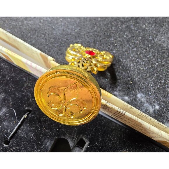 Calligraphy Wax Seal Set Feather Quill Sealing Wax fleur de lis stamp writing - Picture 7 of 8